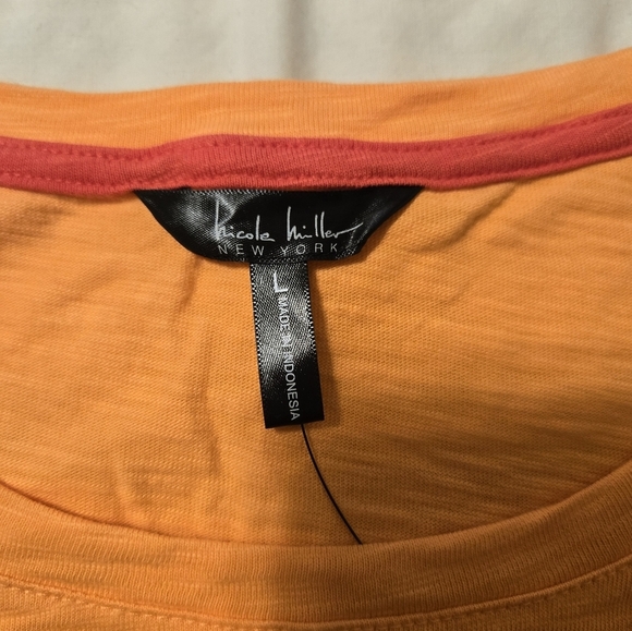 NWT Nicole Miller Orange & Coral Short Sleeved T-Shirt Dress Size L - Picture 3 of 5